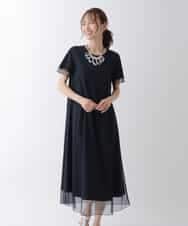 RBPHS01360 HIROKO BIS(ヒロコ ビス) 【洗える】チュールレイヤードワンピース ネイビー