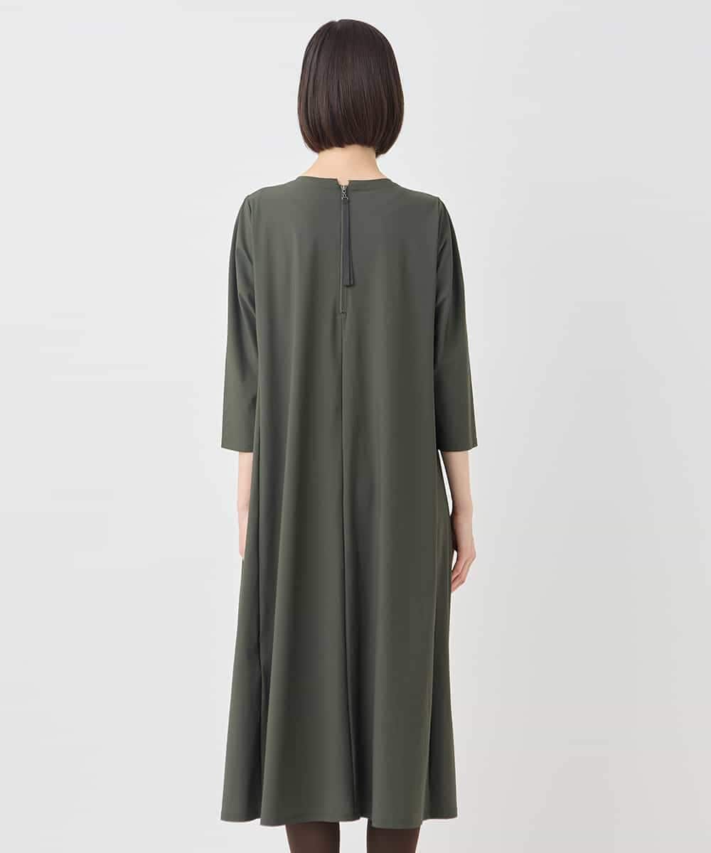 RBPLB26360 HIROKO BIS(ヒロコ ビス) 七分丈ナイロンフレアワンピース カーキ