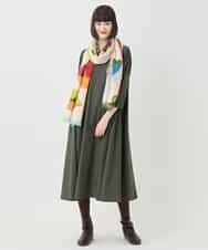 RBPLB26360 HIROKO BIS(ヒロコ ビス) 七分丈ナイロンフレアワンピース カーキ