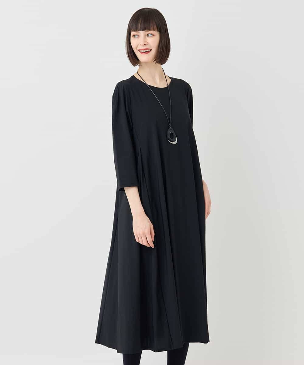 RBPLB26360 HIROKO BIS(ヒロコ ビス) 七分丈ナイロンフレアワンピース カーキ