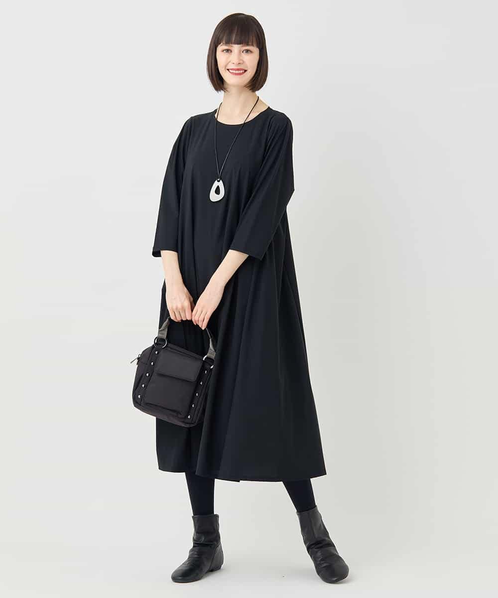 RBPLB26360 HIROKO BIS(ヒロコ ビス) 七分丈ナイロンフレアワンピース カーキ
