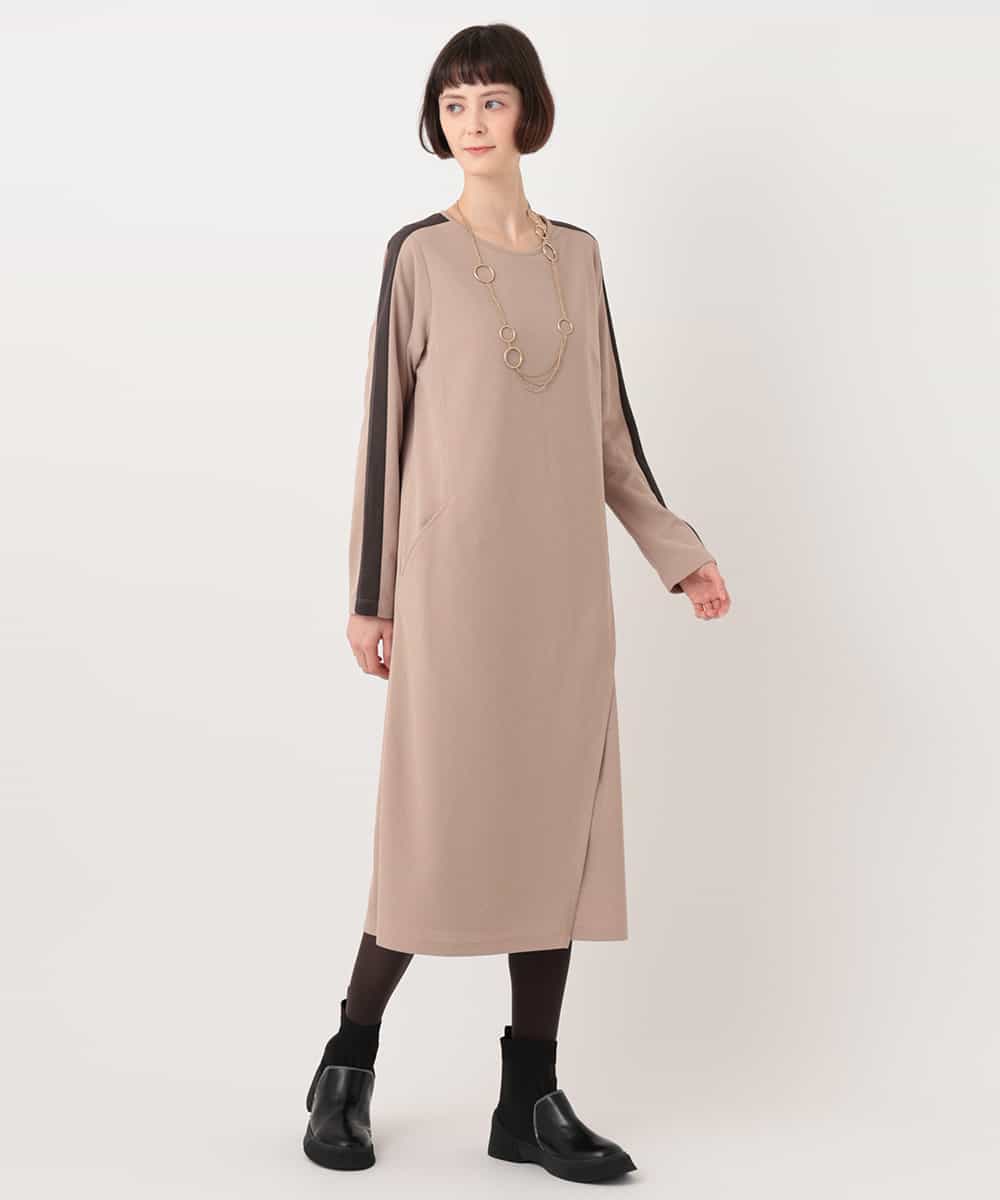 RBPLT52360 HIROKO BIS(ヒロコ ビス) ラップスリットジャージワンピース ベージュ