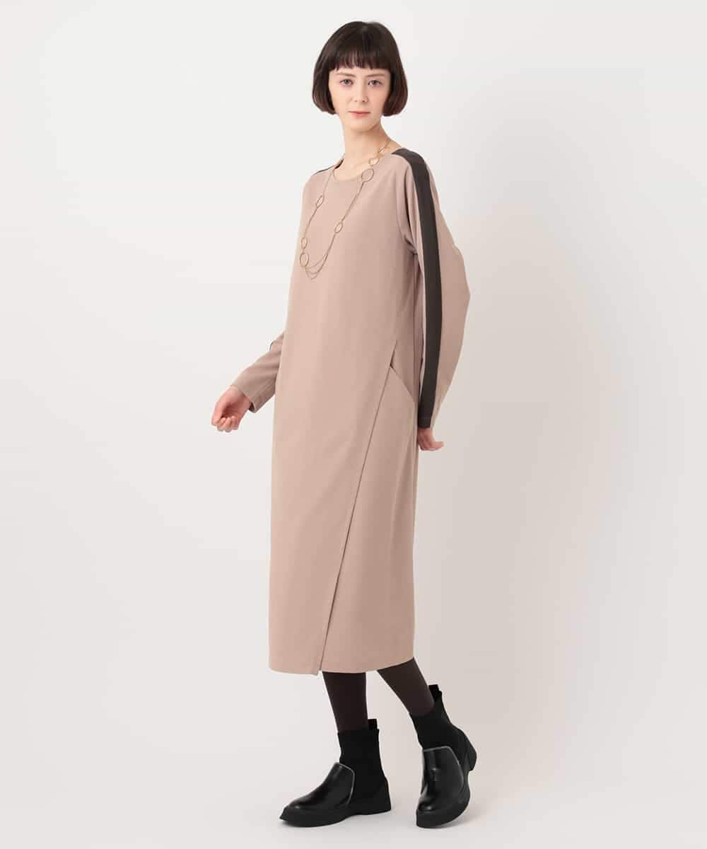 RBPLT52360 HIROKO BIS(ヒロコ ビス) ラップスリットジャージワンピース ベージュ