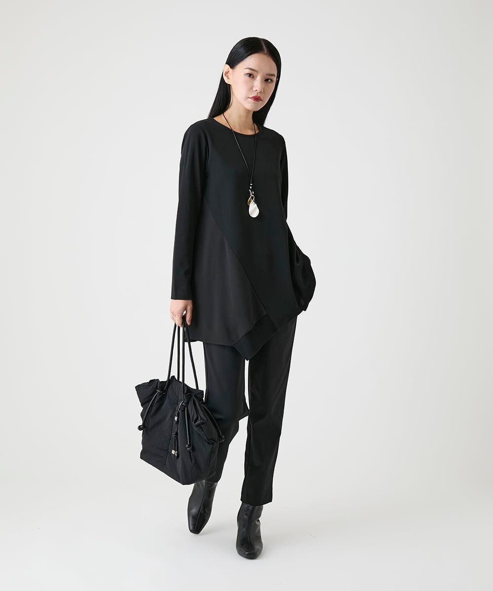 RBQAG60190 HIROKO BIS(ヒロコ ビス) 裏起毛ストレッチベーシックパンツ ネイビー