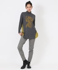 RBQAW58210 HIROKO BIS(ヒロコ ビス) 3DリアルツイードチェックPT裏起毛パンツ /洗濯機で洗える ブラック