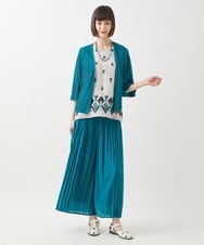 RBQGA03330 HIROKO BIS(ヒロコ ビス) 【接触冷感】ランダムプリーツワイドパンツ /洗える グリーン