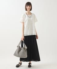 RBQGA03330 HIROKO BIS(ヒロコ ビス) 【接触冷感】ランダムプリーツワイドパンツ /洗える グリーン