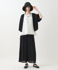 RBQGA03330 HIROKO BIS(ヒロコ ビス) 【接触冷感】ランダムプリーツワイドパンツ /洗える グリーン