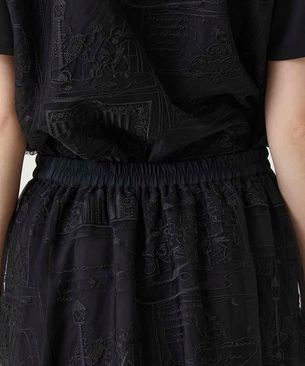RBQIE22360 HIROKO BIS(ヒロコ ビス) エンブロイダリーチュールスカート ブラック