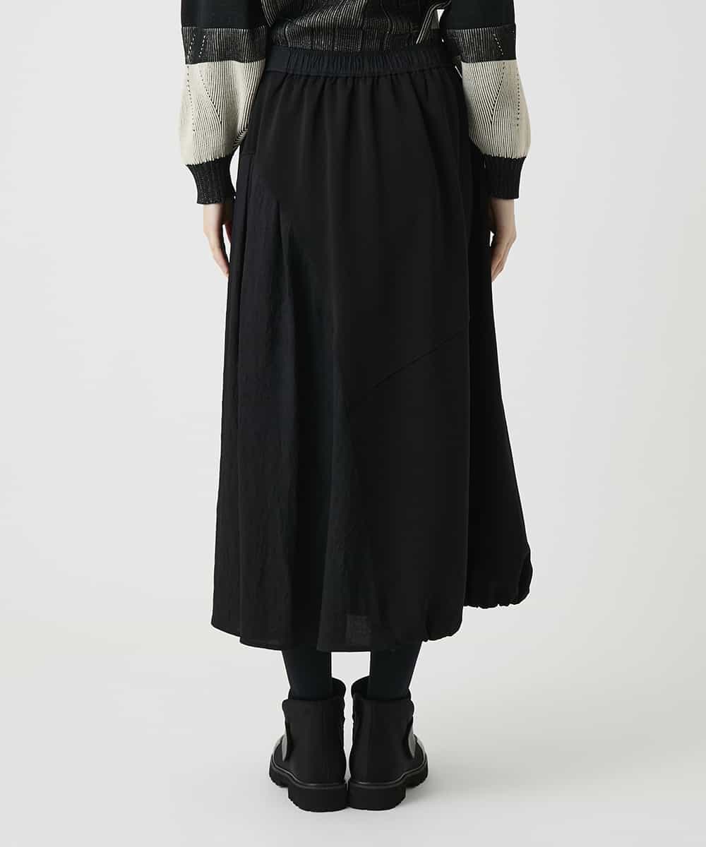 RBQLE11330 HIROKO BIS(ヒロコ ビス) 異素材コンビアシンメトリースカート ブラック