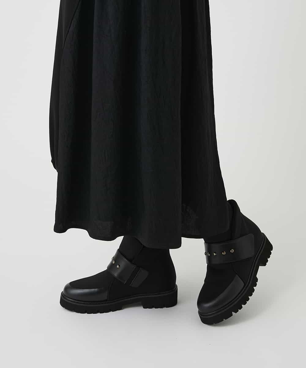 RBQLE11330 HIROKO BIS(ヒロコ ビス) 異素材コンビアシンメトリースカート ブラック