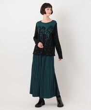 RBQLT51290 HIROKO BIS(ヒロコ ビス) ニュアンスプリーツフレアパンツ ベージュ