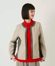 RBTAD25270 HIROKO BIS(ヒロコ ビス) 異素材ノーカラージャケット /洗える ベージュ