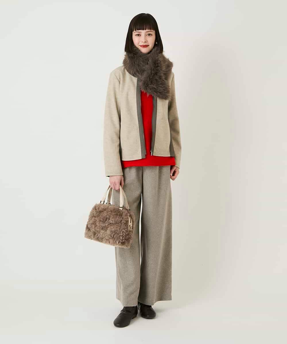 RBTAD25270 HIROKO BIS(ヒロコ ビス) 異素材ノーカラージャケット /洗える ベージュ