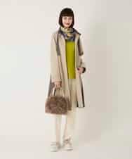 RBTAD26360 HIROKO BIS(ヒロコ ビス) 異素材スタンドカラーロングコート /洗える ベージュ