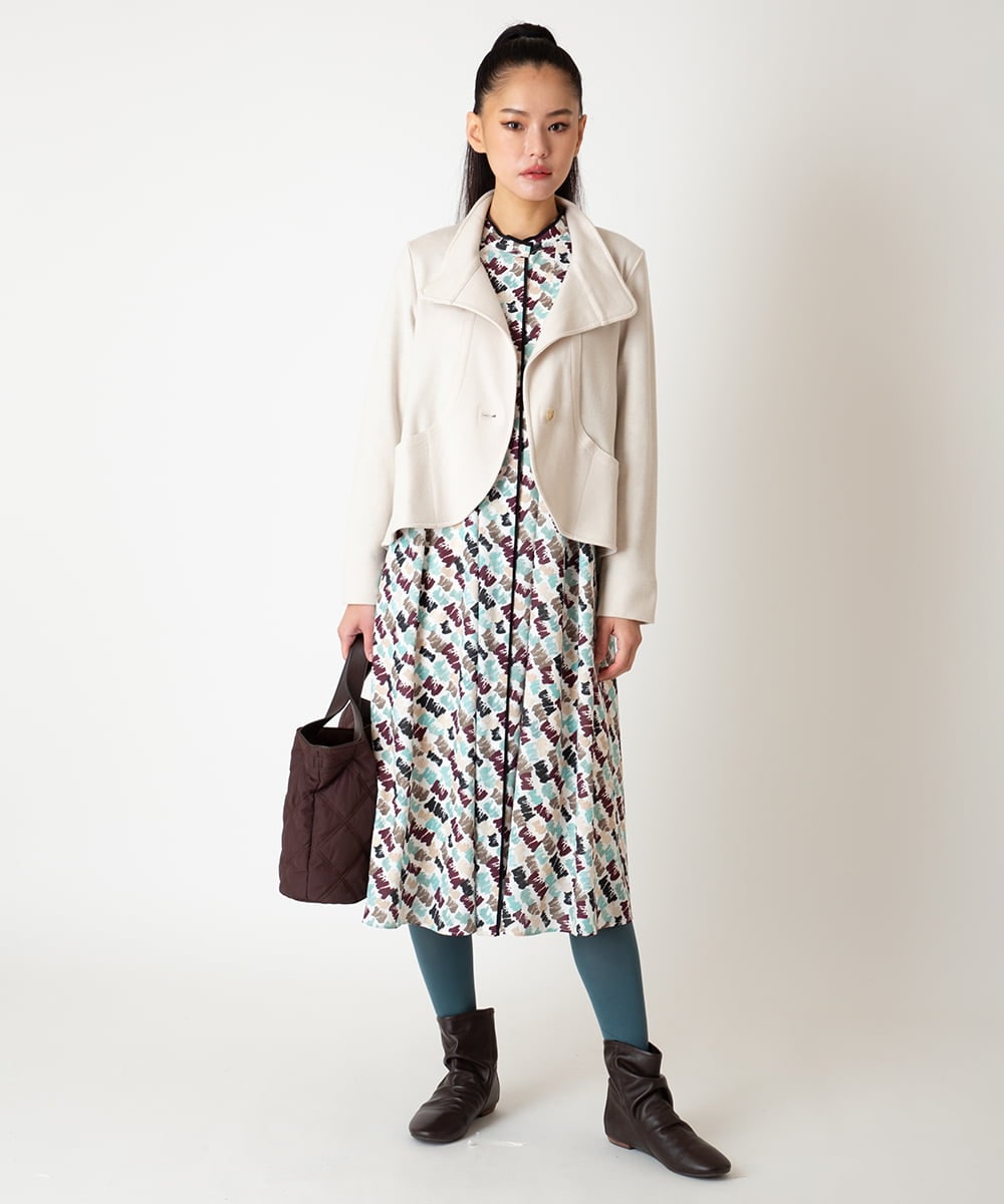 RBTAF01360 HIROKO BIS(ヒロコ ビス) スムースウールコンパクトジャケット アイボリー