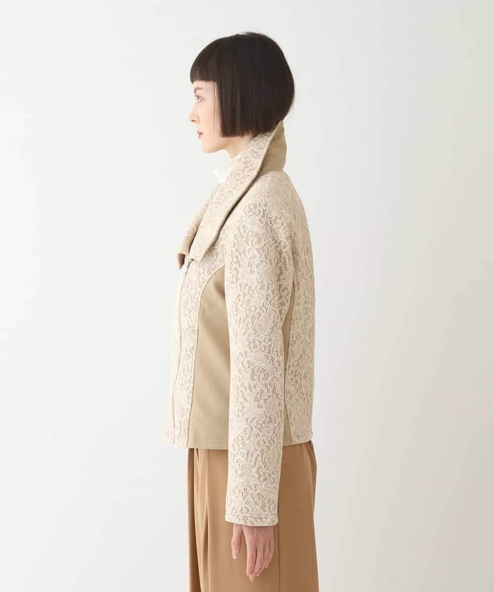 RBTAX10430 HIROKO BIS(ヒロコ ビス) 【洗える】レースボンディングライダース風ジャケット ベージュ