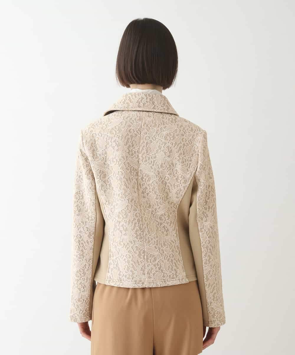 RBTAX10430 HIROKO BIS(ヒロコ ビス) 【洗える】レースボンディングライダース風ジャケット ベージュ