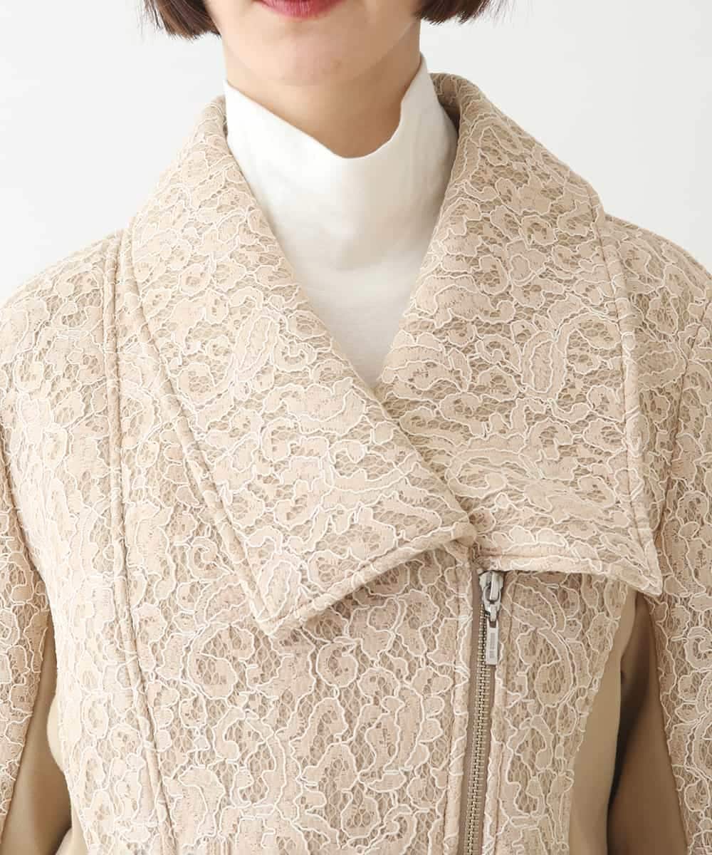 RBTAX10430 HIROKO BIS(ヒロコ ビス) 【洗える】レースボンディングライダース風ジャケット ベージュ