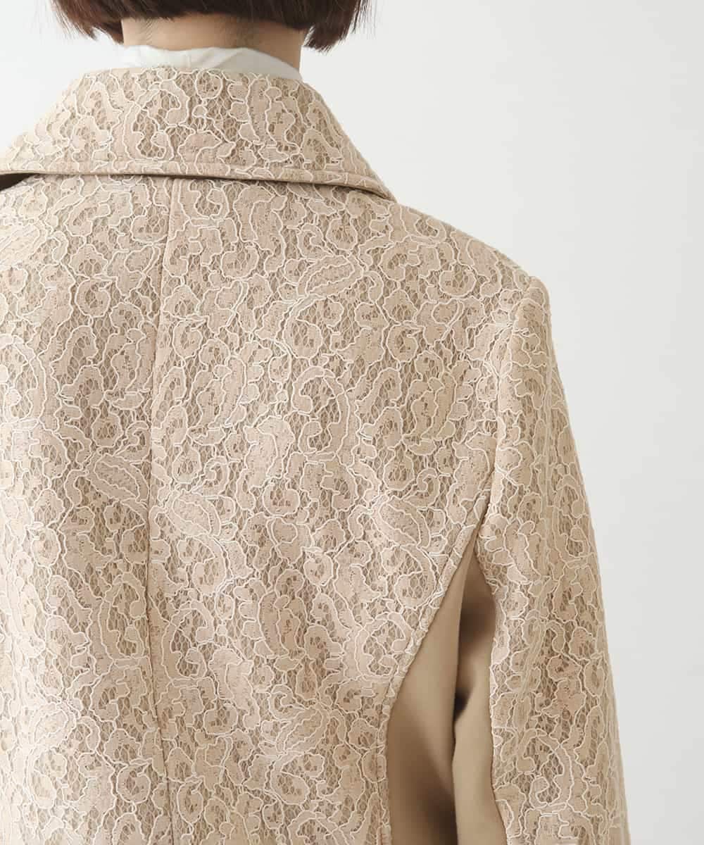 RBTAX10430 HIROKO BIS(ヒロコ ビス) 【洗える】レースボンディングライダース風ジャケット ベージュ