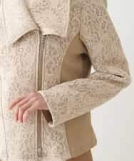 RBTAX10430 HIROKO BIS(ヒロコ ビス) 【洗える】レースボンディングライダース風ジャケット ベージュ