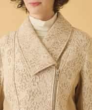 RBTAX10430 HIROKO BIS(ヒロコ ビス) 【洗える】レースボンディングライダース風ジャケット ベージュ