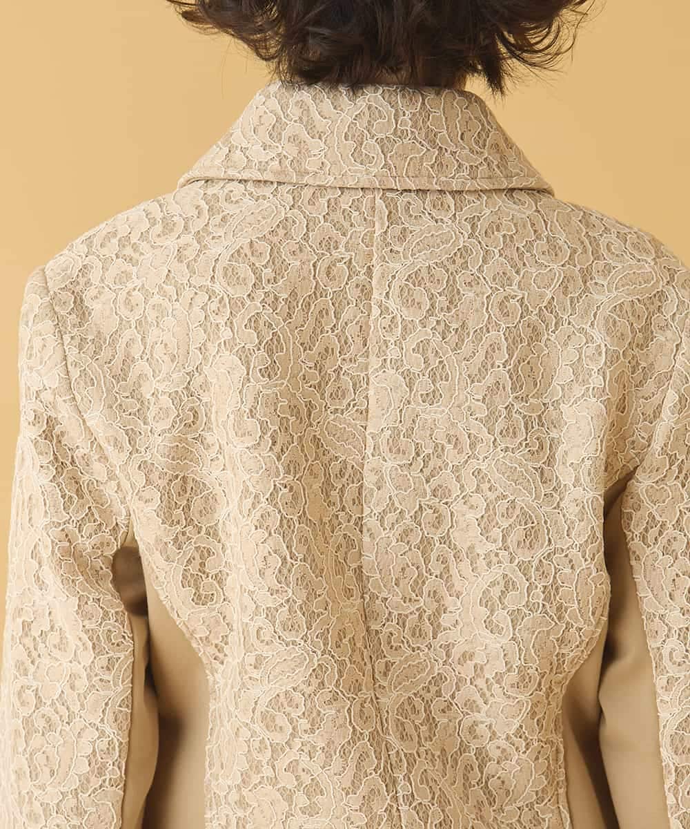 RBTAX10430 HIROKO BIS(ヒロコ ビス) 【洗える】レースボンディングライダース風ジャケット ベージュ