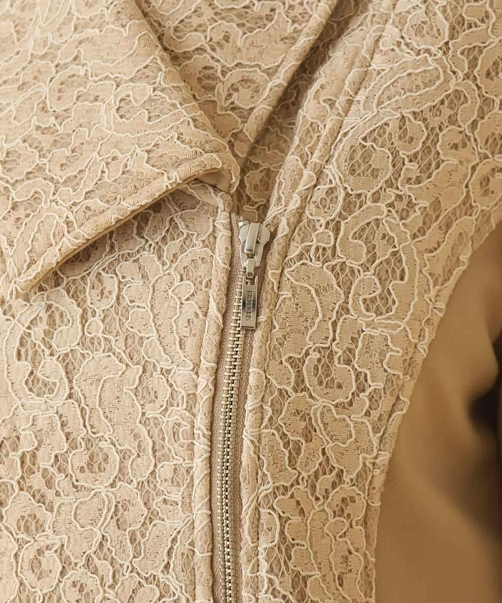 RBTAX10430 HIROKO BIS(ヒロコ ビス) 【洗える】レースボンディングライダース風ジャケット ベージュ