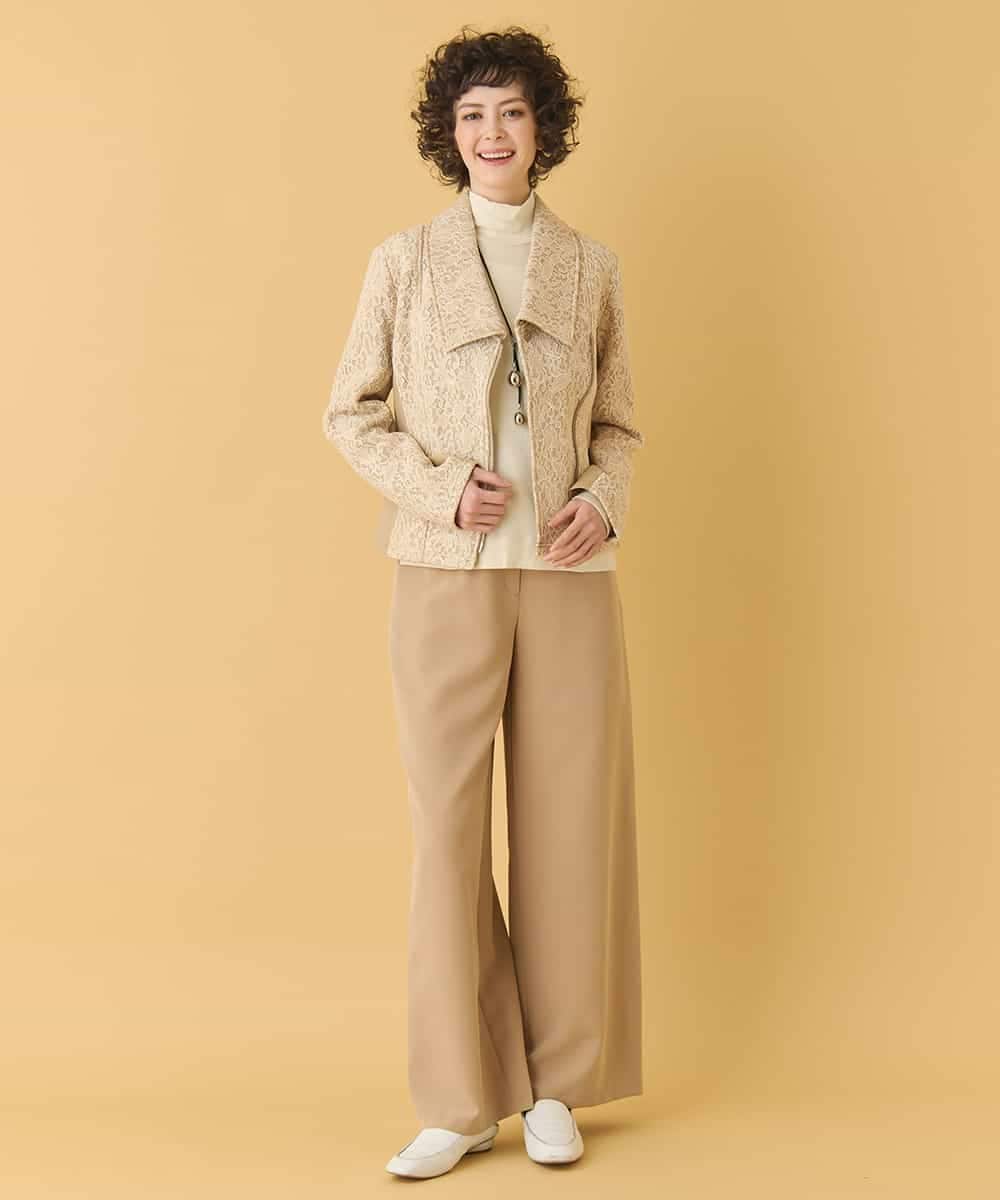 RBTAX10430 HIROKO BIS(ヒロコ ビス) 【洗える】レースボンディングライダース風ジャケット ベージュ