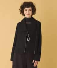 RBTAX10430 HIROKO BIS(ヒロコ ビス) 【洗える】レースボンディングライダース風ジャケット ブラック