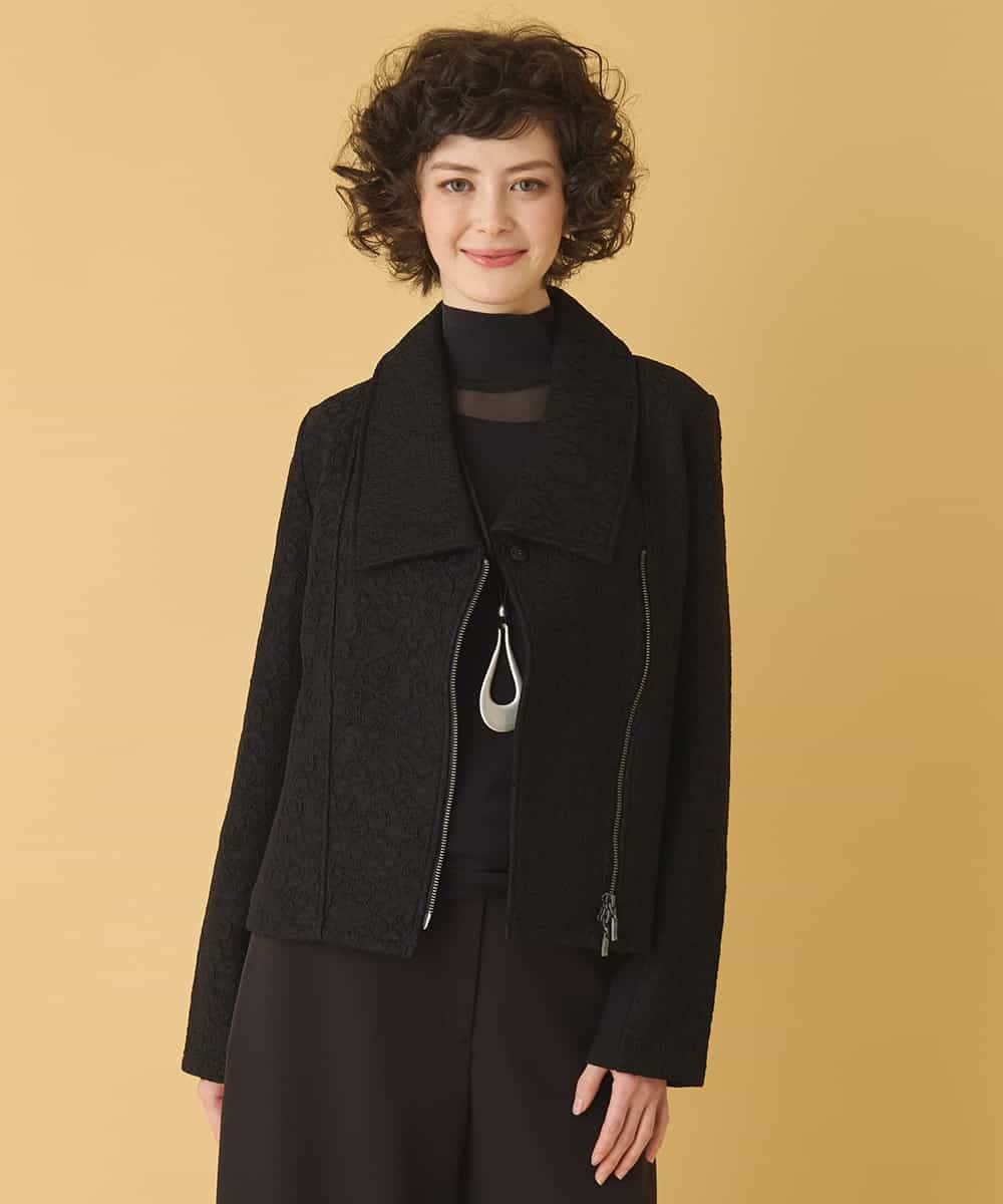 RBTAX10430 HIROKO BIS(ヒロコ ビス) 【洗える】レースボンディングライダース風ジャケット ブラック