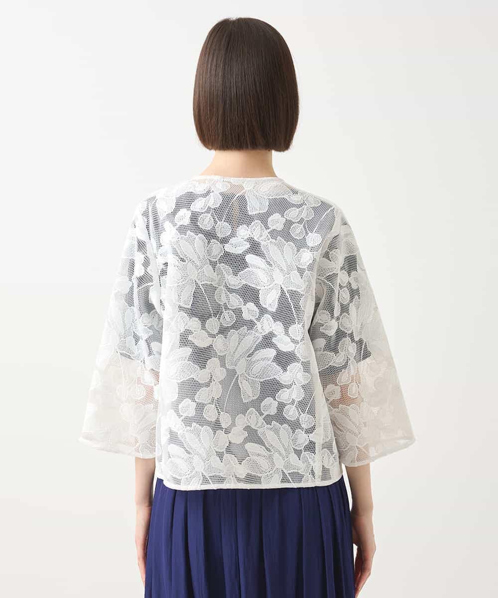 RBTHA01330 HIROKO BIS(ヒロコ ビス) 【先行予約】ダブルメッシュフラワー刺繍ジャケット ホワイト