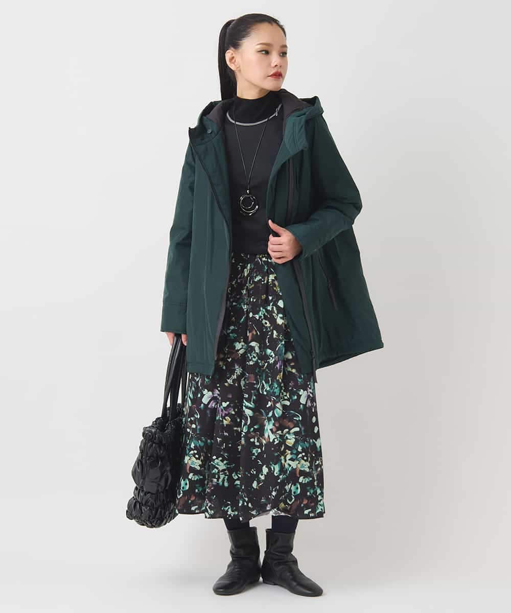 RBUAD55490 HIROKO BIS(ヒロコ ビス) フーディ中綿ジップコート グリーン