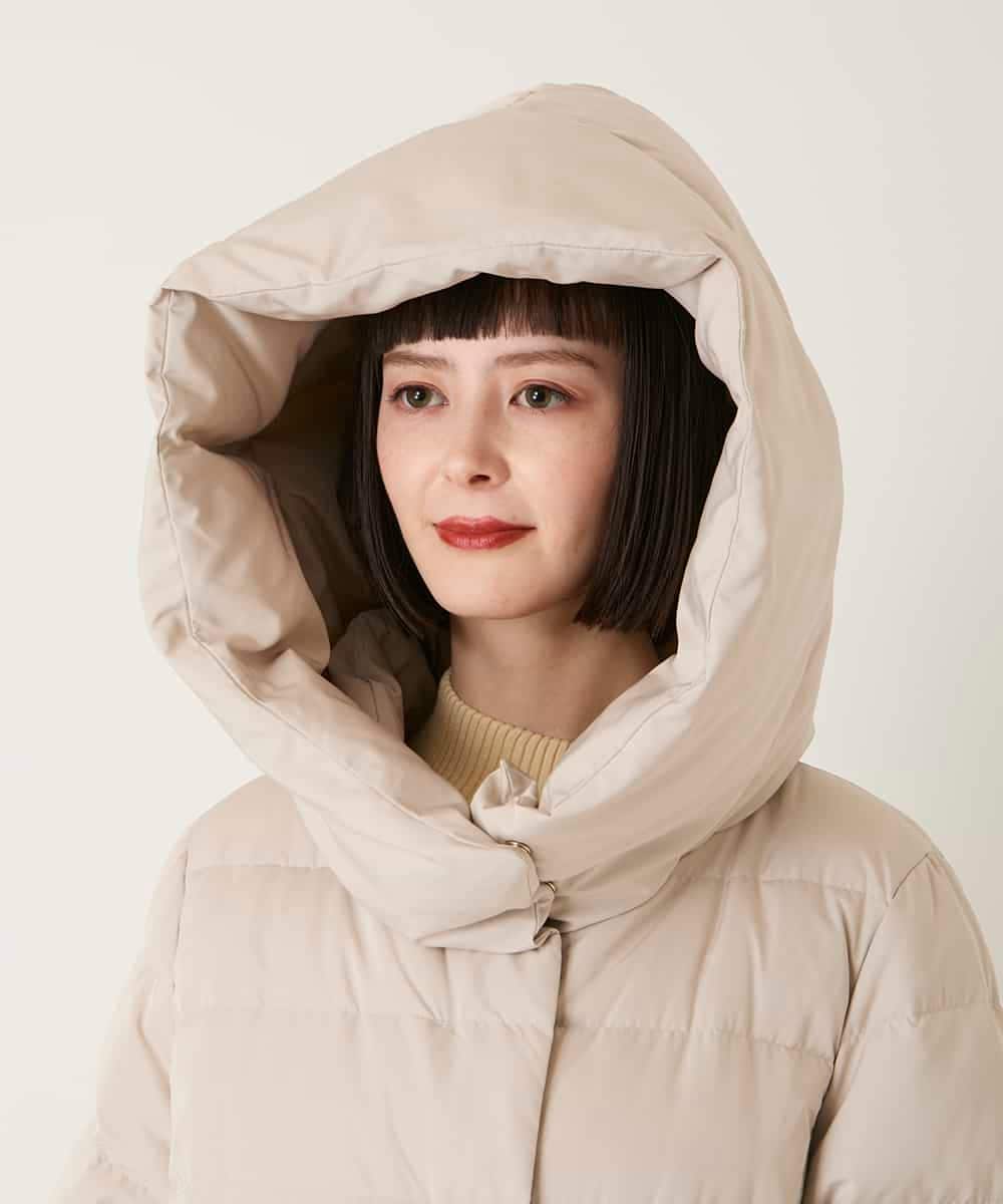 RBUAD56630 HIROKO BIS(ヒロコ ビス) ロング丈フーディーダウンコート ベージュ