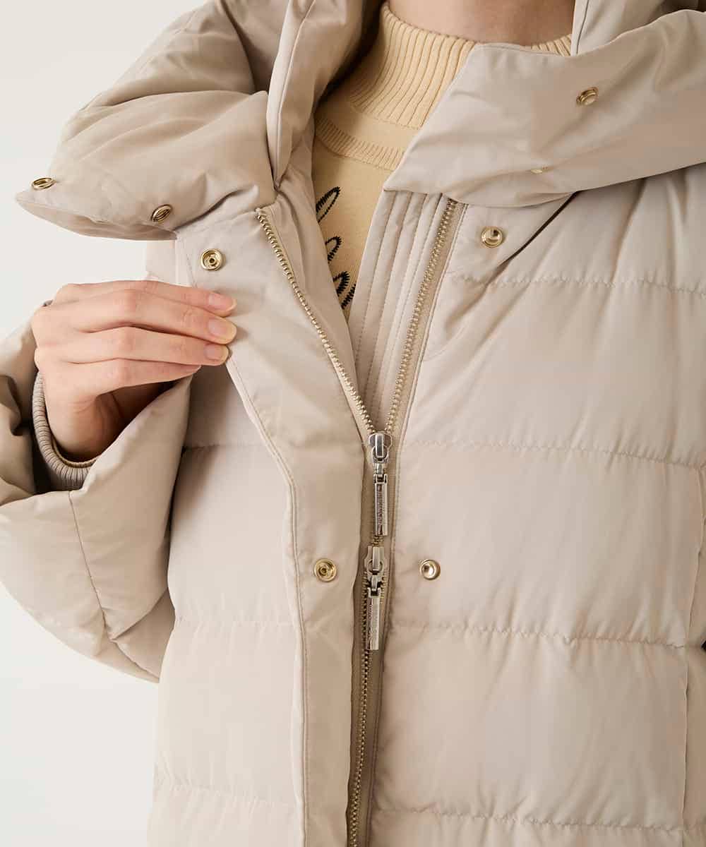 RBUAD56630 HIROKO BIS(ヒロコ ビス) ロング丈フーディーダウンコート ベージュ