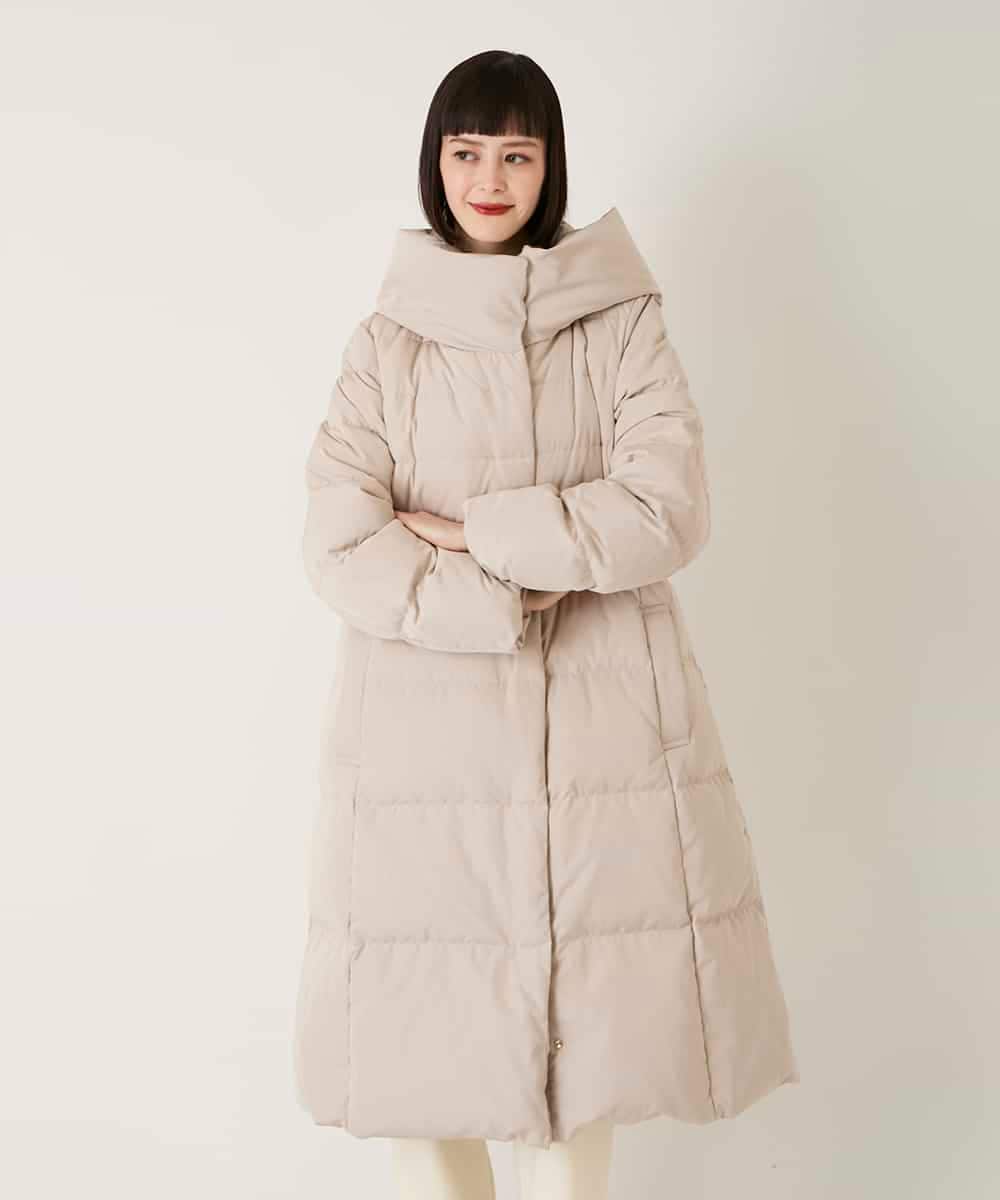 RBUAD56630 HIROKO BIS(ヒロコ ビス) ロング丈フーディーダウンコート ベージュ