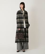 RBUAE01690 HIROKO BIS(ヒロコ ビス) ウールシャギーチェック柄コート ブラック
