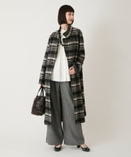 RBUAE01690 HIROKO BIS(ヒロコ ビス) ウールシャギーチェック柄コート ブラック