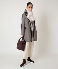 RBUAF01590 HIROKO BIS(ヒロコ ビス) 千鳥プリントテープアクセントダウンコート ネイビー