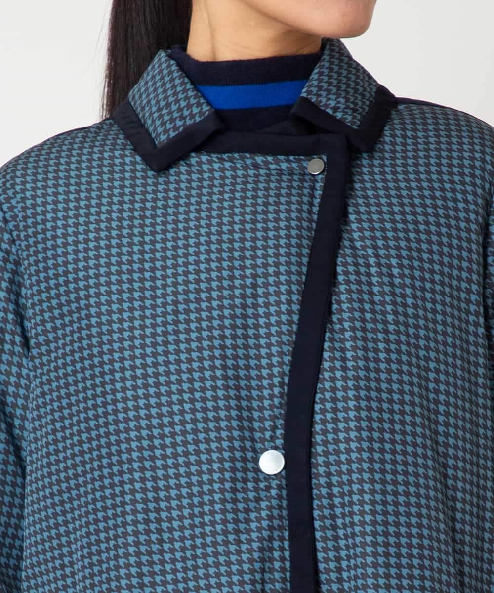 RBUAF01590 HIROKO BIS(ヒロコ ビス) 千鳥プリントテープアクセントダウンコート ネイビー