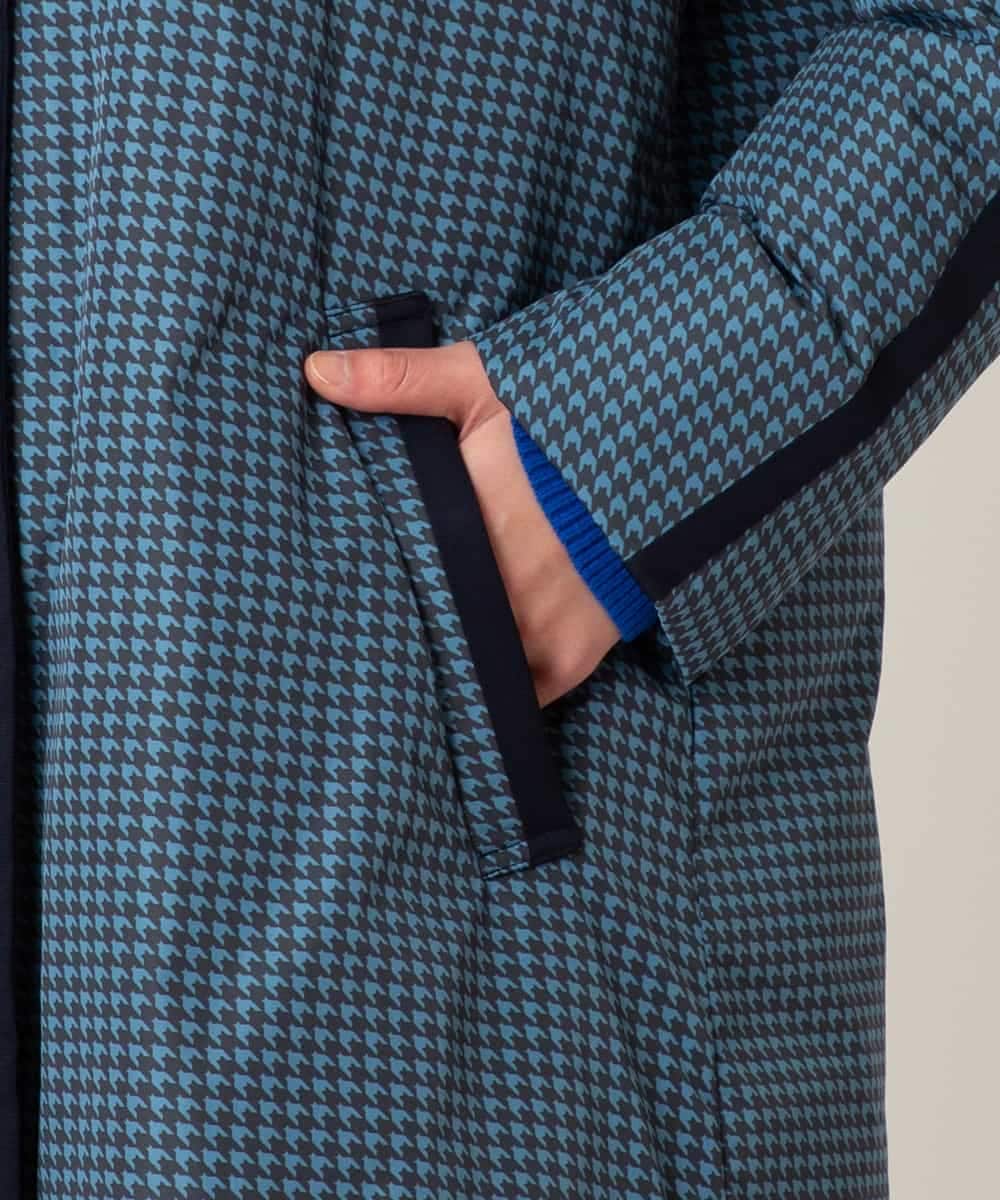 RBUAF01590 HIROKO BIS(ヒロコ ビス) 千鳥プリントテープアクセントダウンコート ネイビー