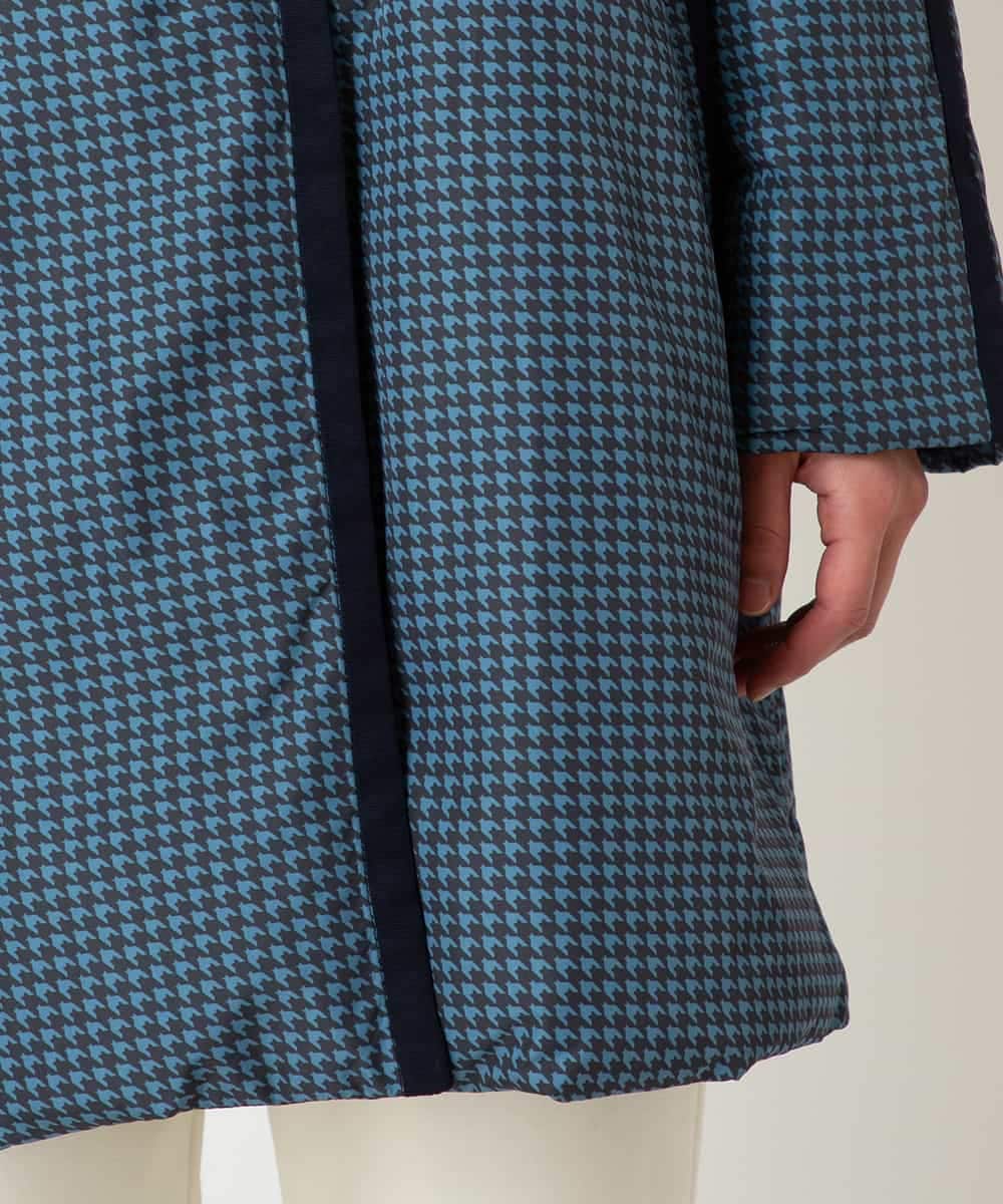 RBUAF01590 HIROKO BIS(ヒロコ ビス) 千鳥プリントテープアクセントダウンコート ネイビー