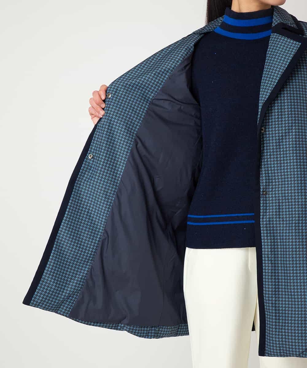 RBUAF01590 HIROKO BIS(ヒロコ ビス) 千鳥プリントテープアクセントダウンコート ネイビー