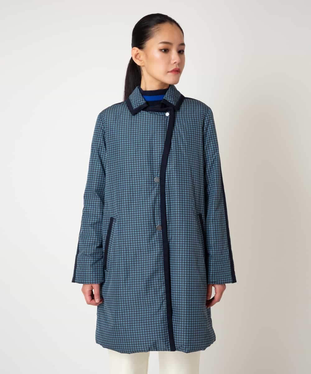 RBUAF01590 HIROKO BIS(ヒロコ ビス) 千鳥プリントテープアクセントダウンコート ネイビー