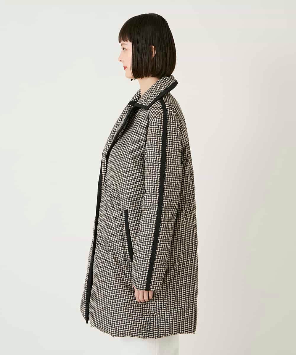 RBUAF01590 HIROKO BIS(ヒロコ ビス) 【先行予約】千鳥プリントテープアクセントダウンコート ブラック