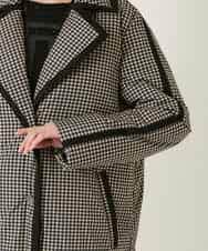 RBUAF01590 HIROKO BIS(ヒロコ ビス) 【先行予約】千鳥プリントテープアクセントダウンコート ブラック