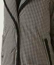 RBUAF01590 HIROKO BIS(ヒロコ ビス) 【先行予約】千鳥プリントテープアクセントダウンコート ブラック