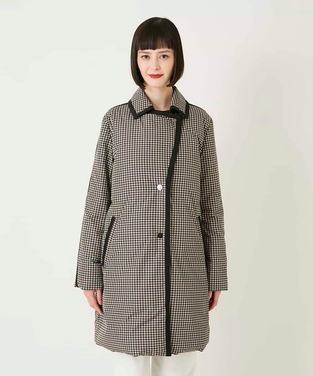 RBUAF01590 HIROKO BIS(ヒロコ ビス) 【先行予約】千鳥プリントテープアクセントダウンコート ブラック