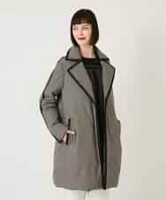 RBUAF01590 HIROKO BIS(ヒロコ ビス) 【先行予約】千鳥プリントテープアクセントダウンコート ブラック