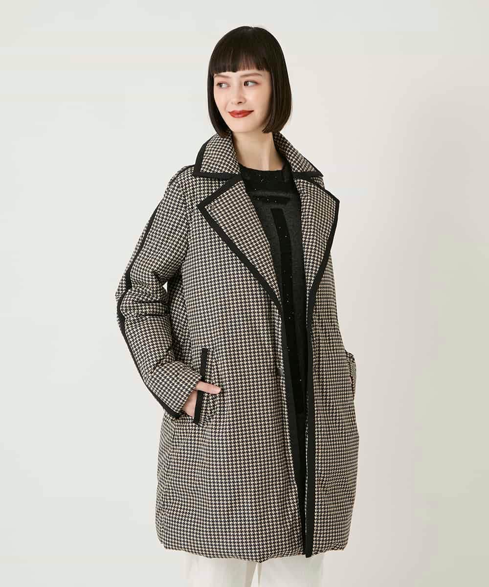 RBUAF01590 HIROKO BIS 【先行予約】千鳥プリントテープアクセントダウンコート